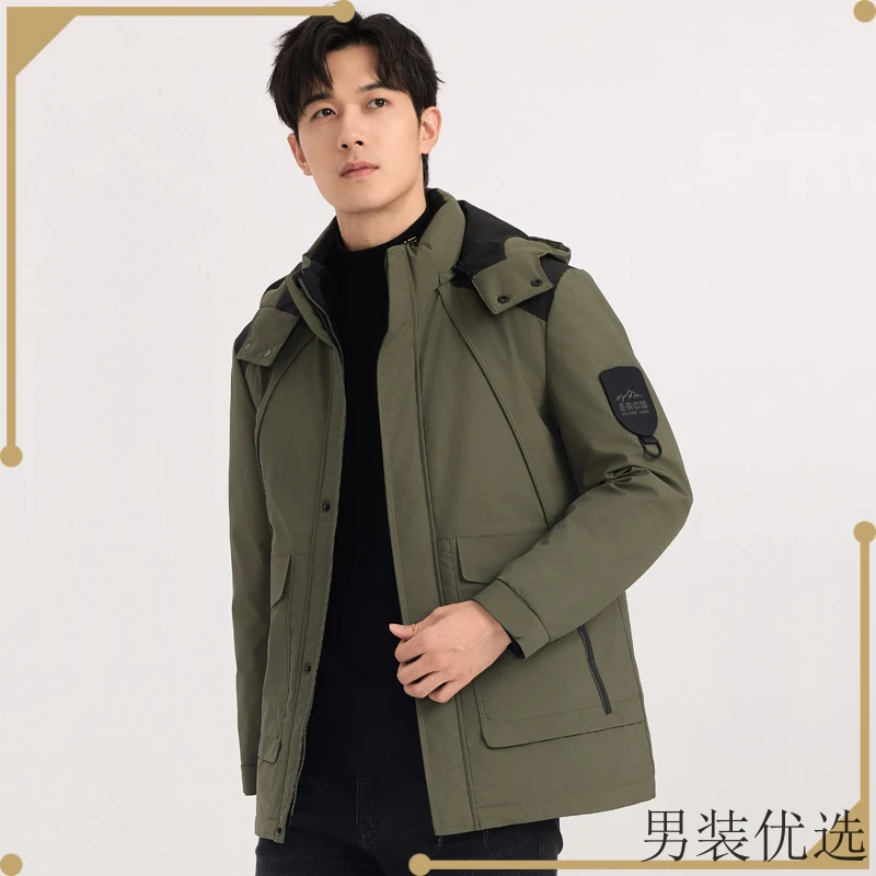 中高端品质保暖新款冬季青年适用加厚秋冬中长款羽绒服90绒子含量