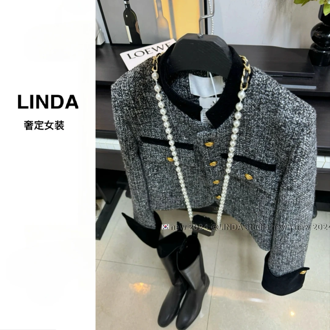〖欧洲马术服 现货〗加绒加厚法式百搭立领撞色小香风外套