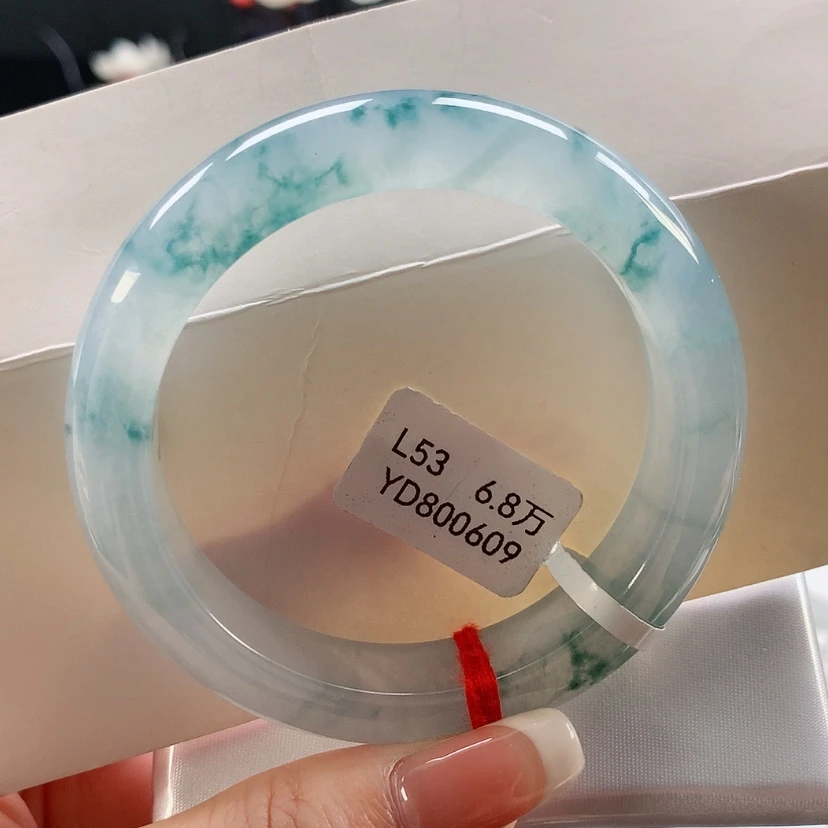 【闪购商品】未镶嵌手镯翡翠53高冰飘花正圈
