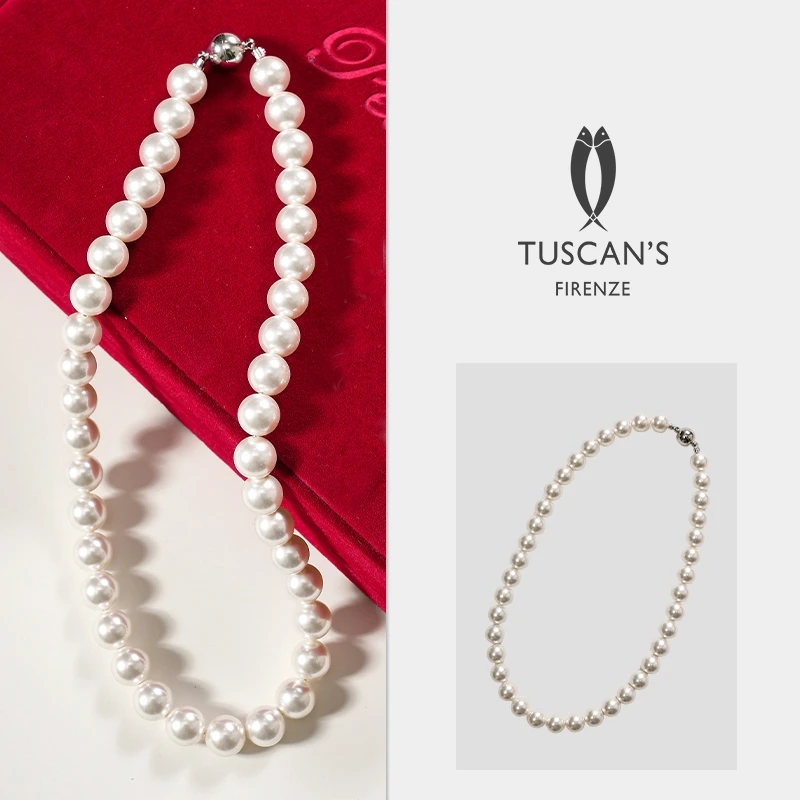 TUSCAN'S 不锈钢仿珍珠项链  合金仿珍珠项链 2025新款颈链女锁骨