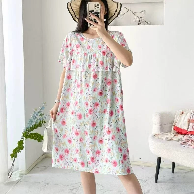 恒鑫安防凸点遮胸舒适人造棉绵绸连衣裙