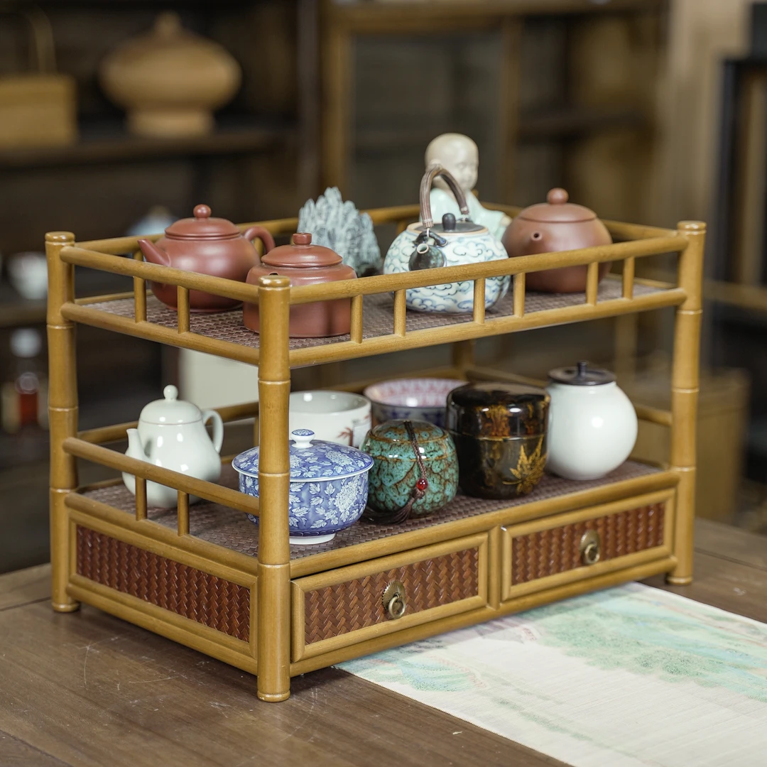 高山楠竹博古架茶器收纳架