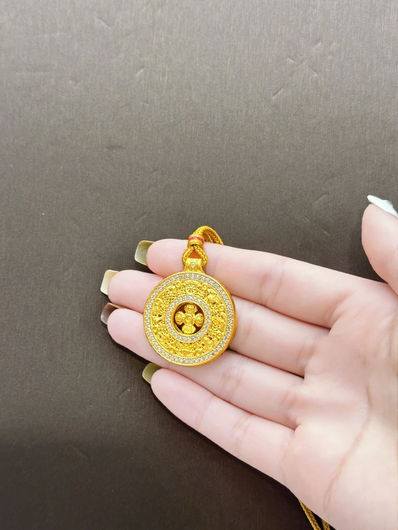 吊坠足银 足银镀金【刚杵罗盘吊坠】轻奢时尚双面小众古法国潮挂坠