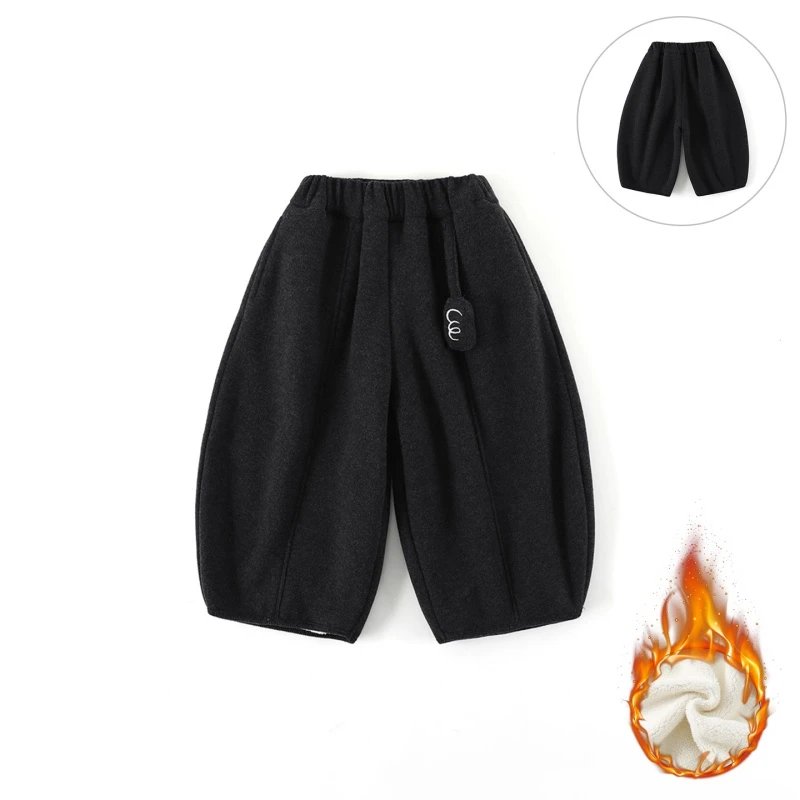 现货【羊驼绒】儿童卫裤冬季新款男童长裤韩版挂坠保暖裤子CK430