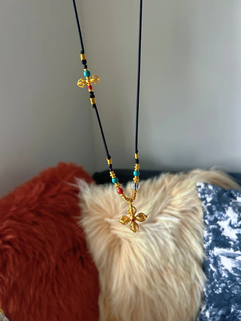 铜合金锦纶吊坠 十字金刚杵复古新中式百搭吊坠精致饰品编绳项链