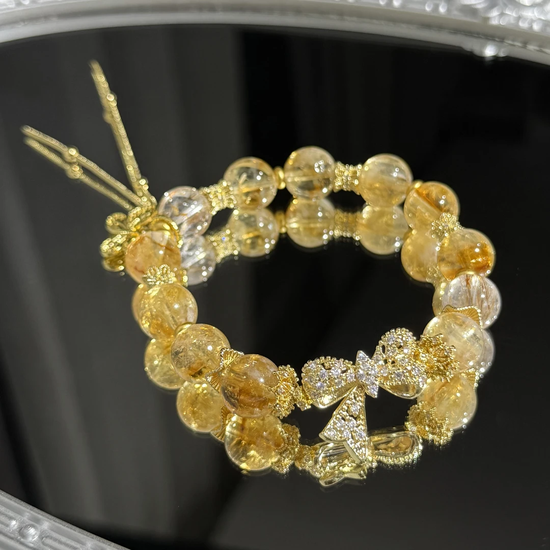 「金色蝴蝶」原创设计款黄塔晶蝴蝶流苏水晶手串多样性发一