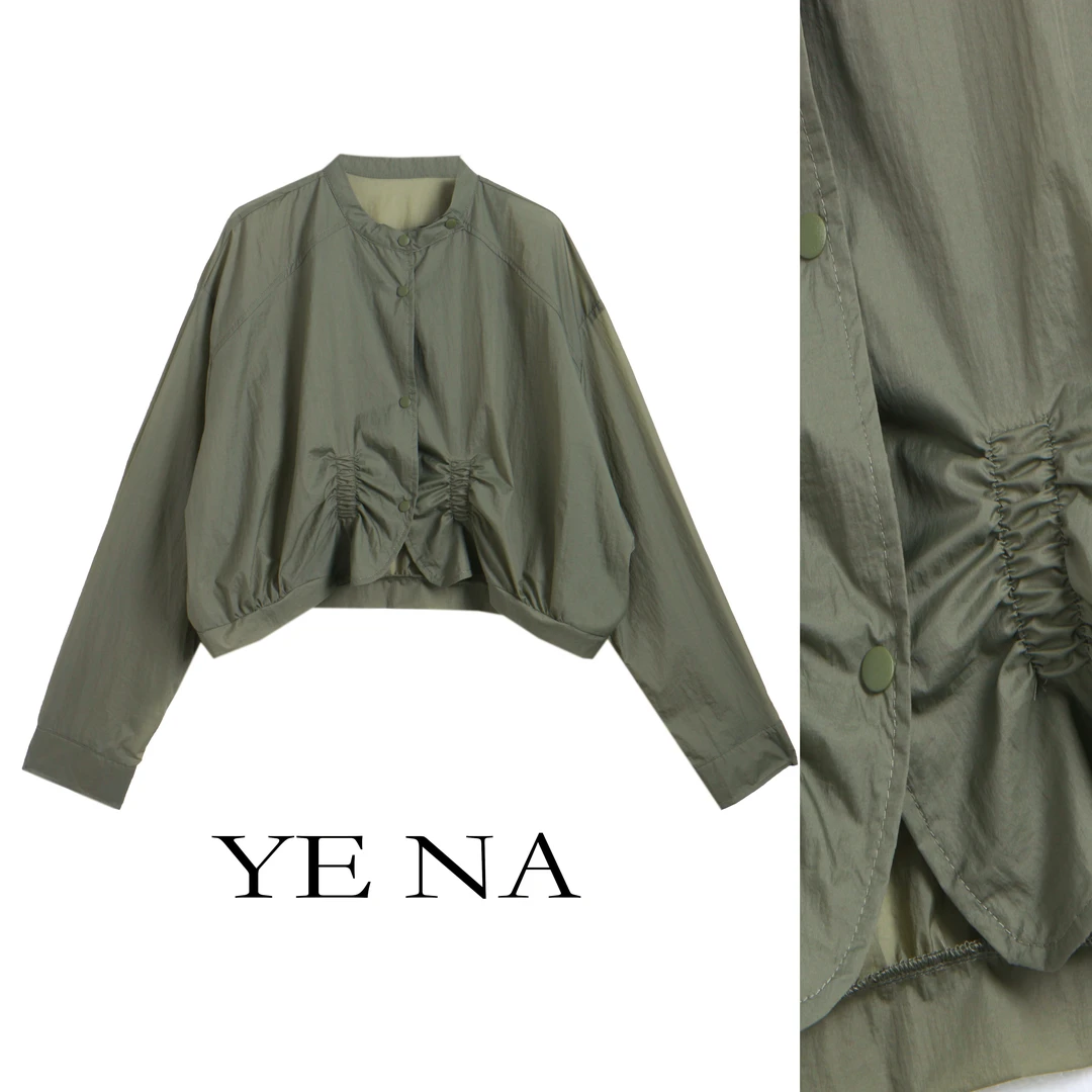 【大婷】夏季宽松别致休闲薄款小众气质扭结圆领蝙蝠袖短外套SY477