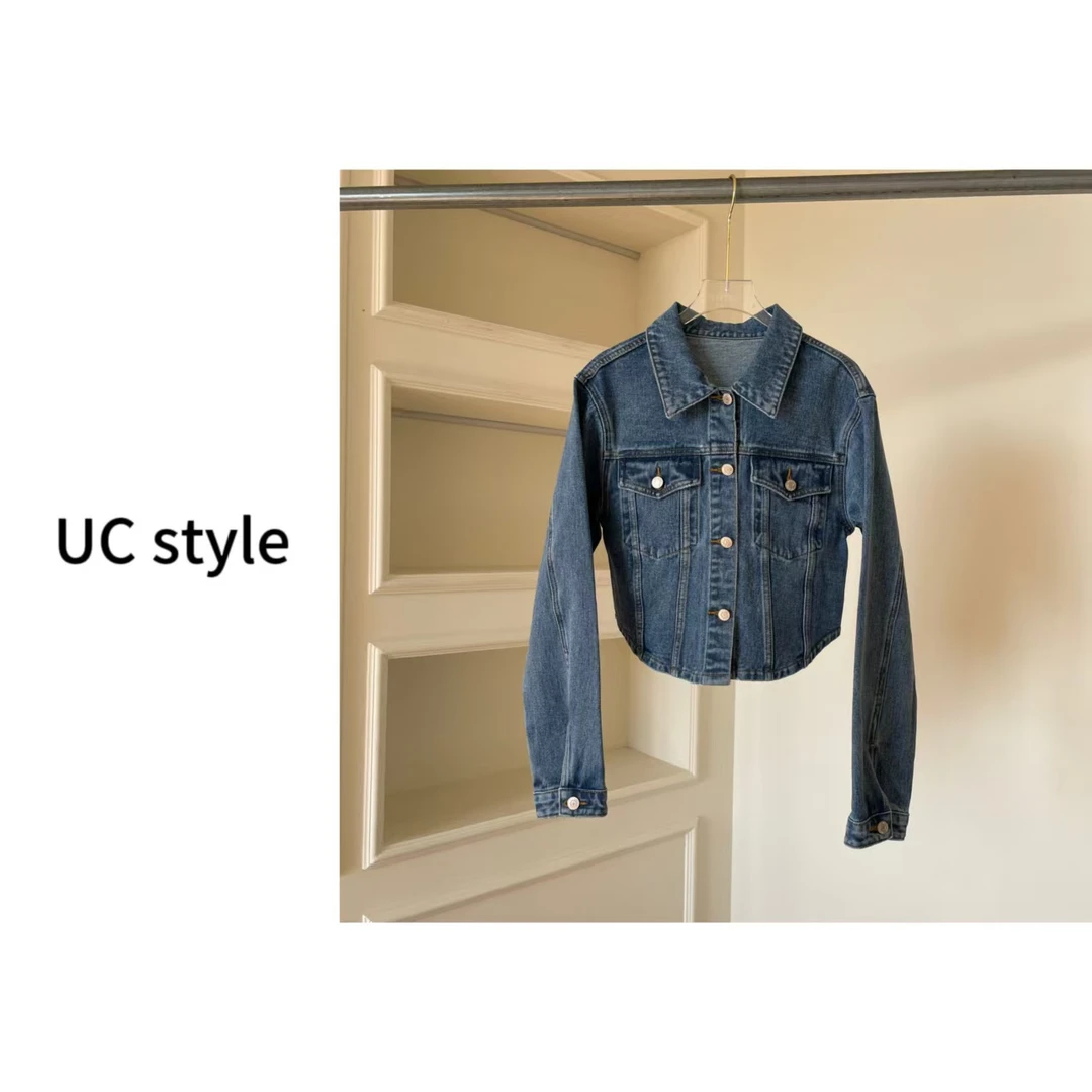 Q301【超模比例】短款收腰牛仔外套主播穿S码