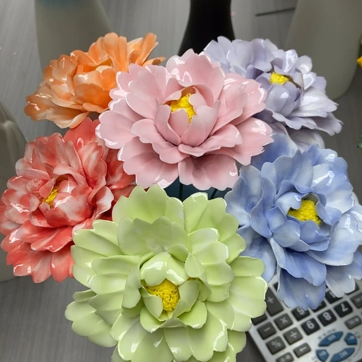 陶瓷手工制作陶瓷花7朵