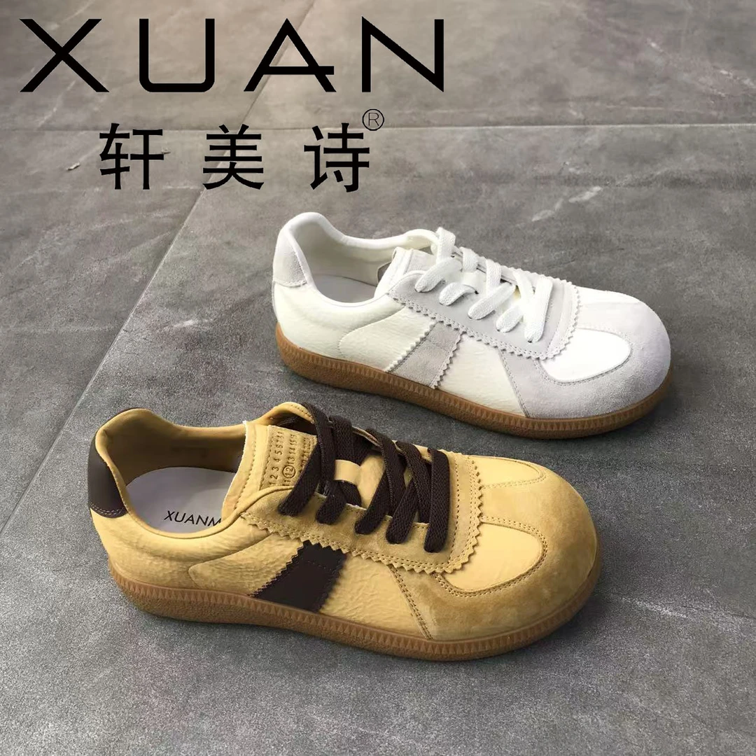 513-60099轩美诗春季新款2025圆头丑萌鞋韩版系带德训鞋百搭女鞋