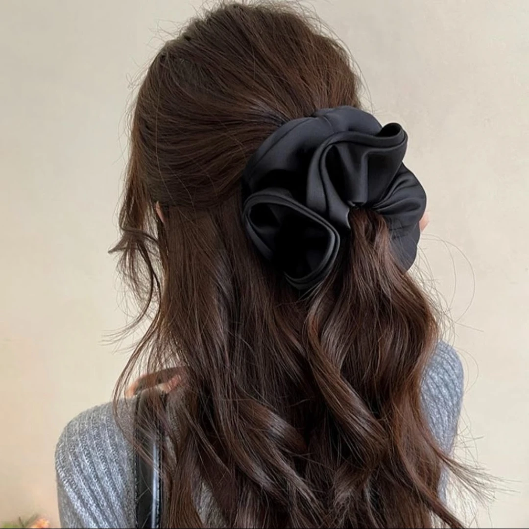 夏季法式高级感大肠发圈ins超大木耳边花苞缎面大肠圈气质发绳