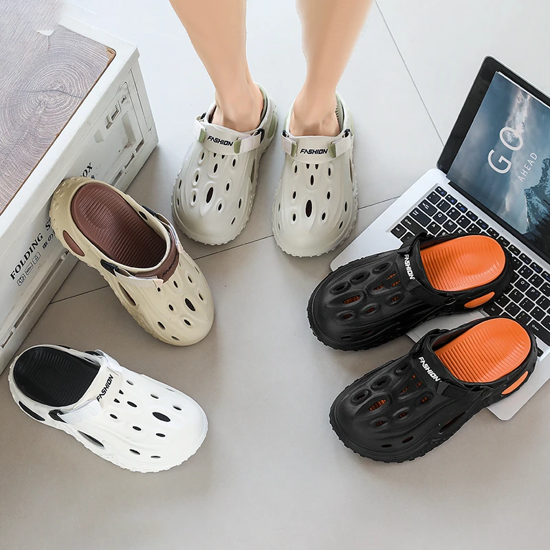 東出2025夏季男士新款软底洞洞鞋户外开车可穿防滑厚底拖鞋917-1