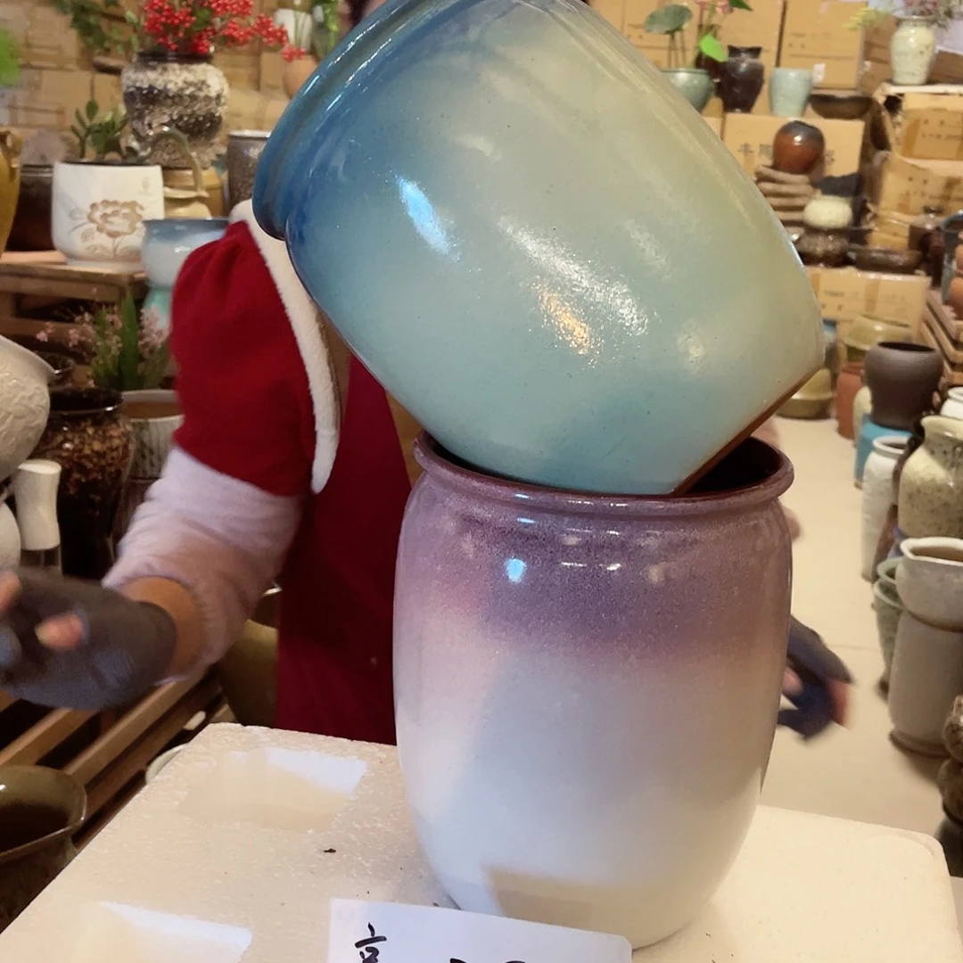 紫砂花盆高度25口径19