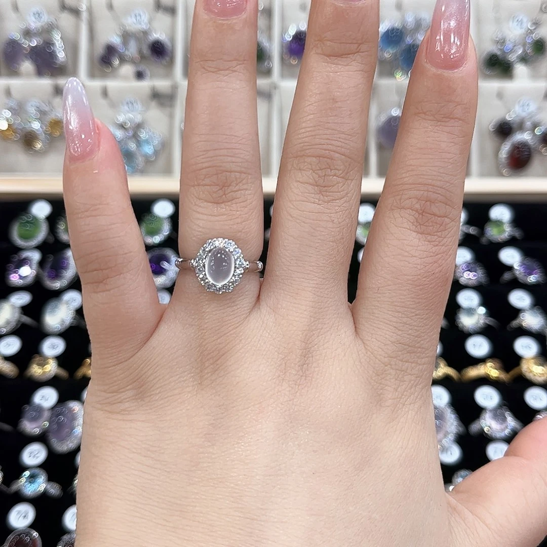 岫玉银S925镶嵌戒指