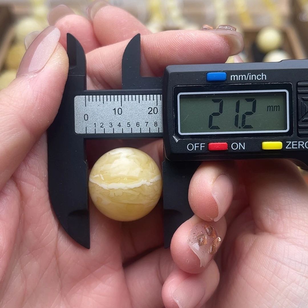 琥珀未镶嵌裸石蜜蜡虎皮纹一线天圆珠