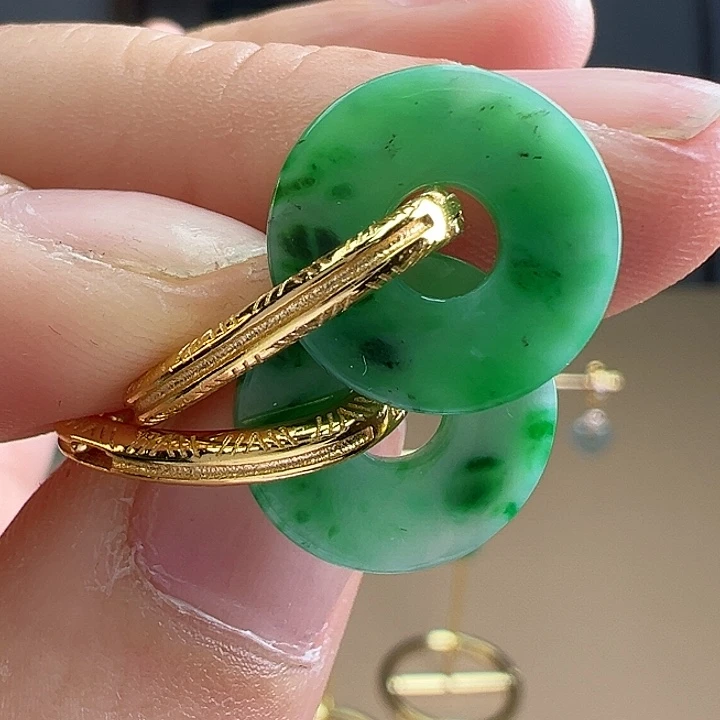 翡翠耳饰银S925镶嵌耳饰