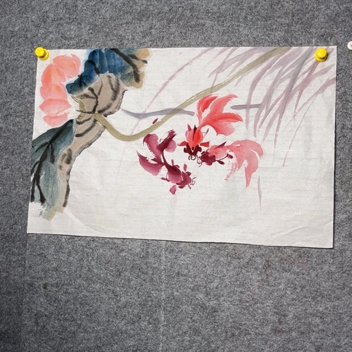 竖款大鱼书画艺术作品