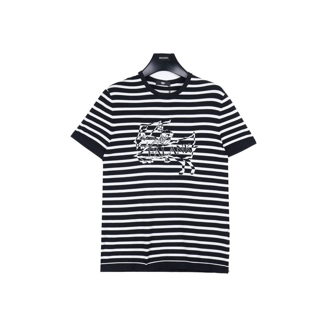 F&M新品男款夏季条纹提花运动男士时尚短袖T恤