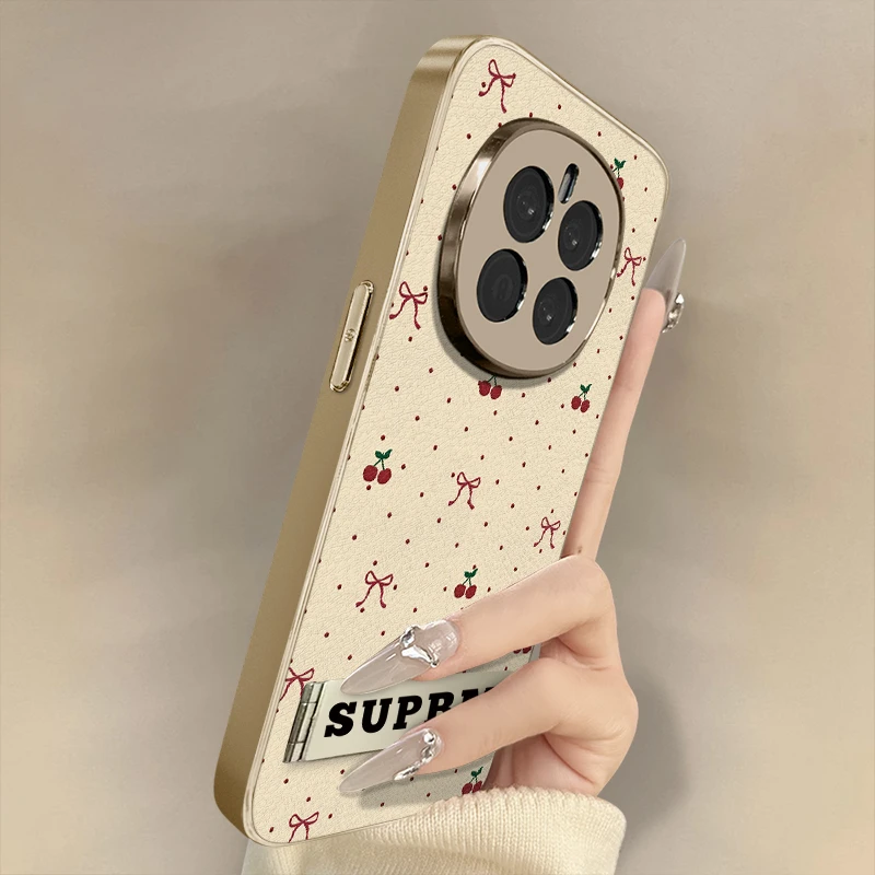 波点蝴蝶结适用于荣耀magic7手机壳电镀小羊皮网红同款数码配件女