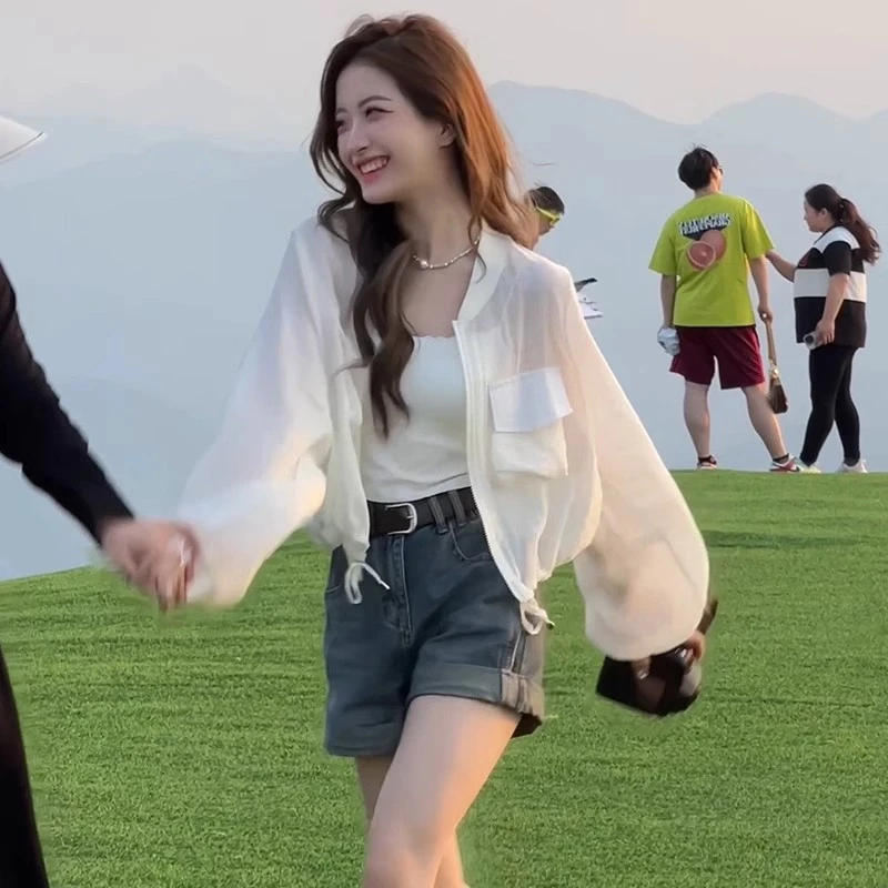 短款防晒衣女夏季薄款外套新款2025年韩系流行小个子薄纱外穿上衣