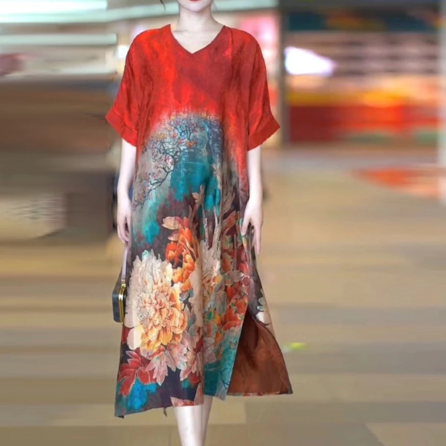 福利夏季显瘦不规则复古长裙