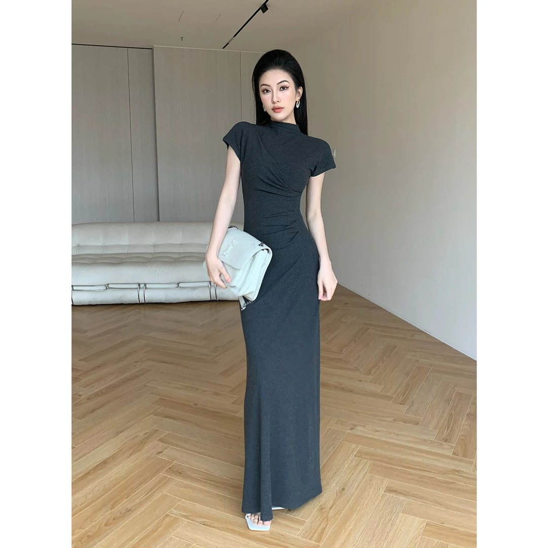 JIJINQI时尚夏季气质显瘦修身收腰复古设计感连衣裙女JD03LZXL625