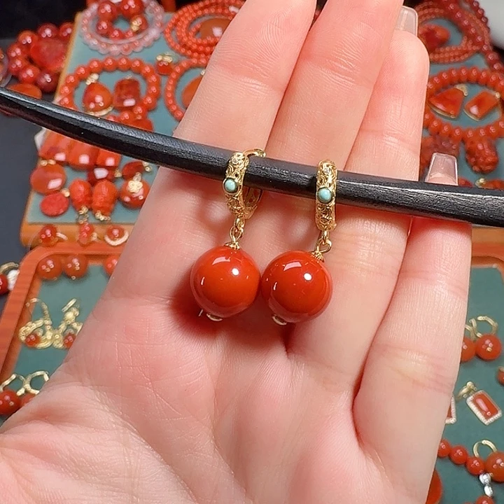 南红玛瑙银S925镶嵌12+