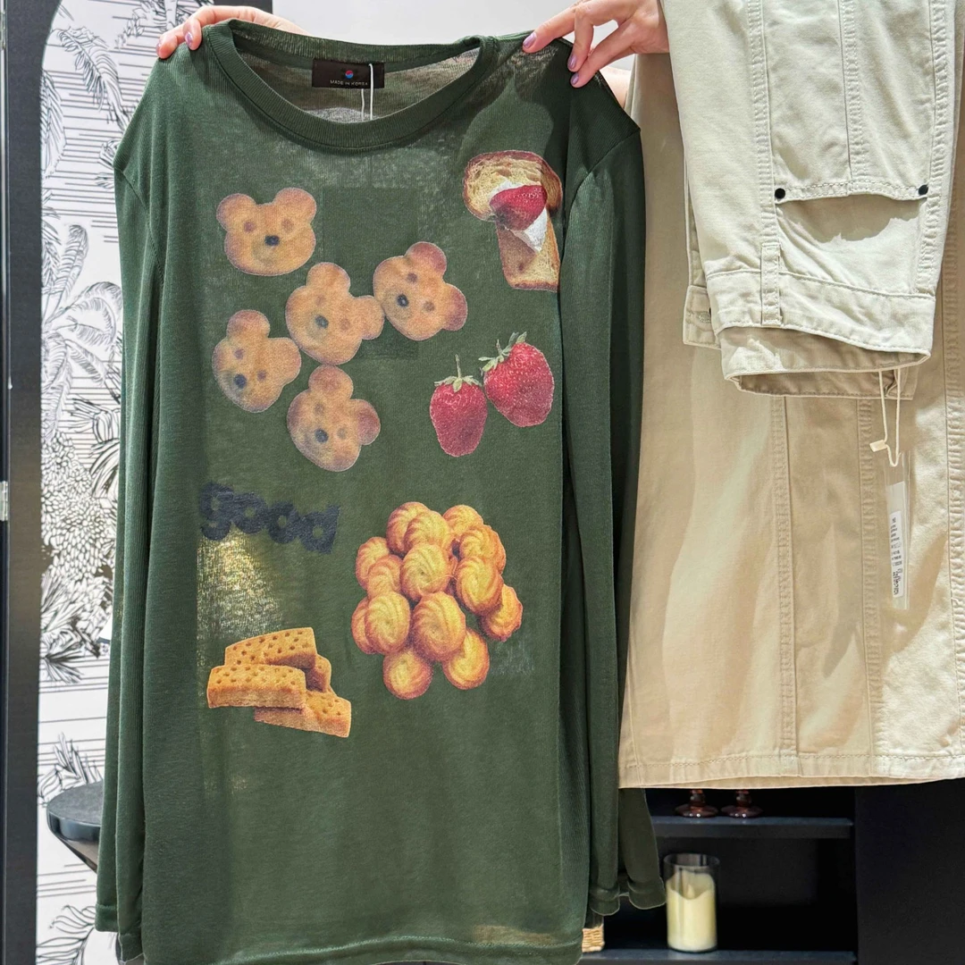 小熊饼干夏秋薄款针织宽松型休闲常规款少女风上衣DP8034