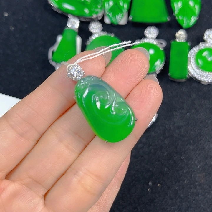 翡翠银S925镶嵌吊坠(不含链)