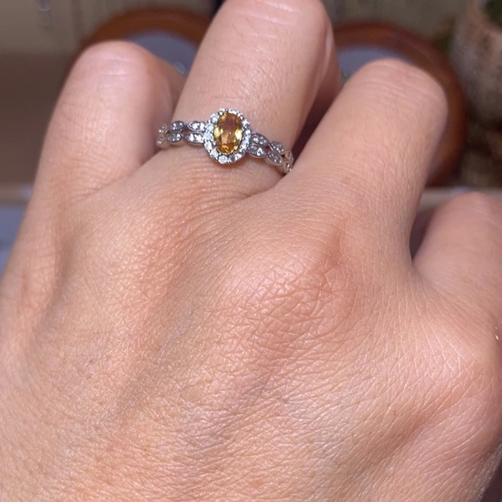 银S925镶嵌戒指黄晶1235