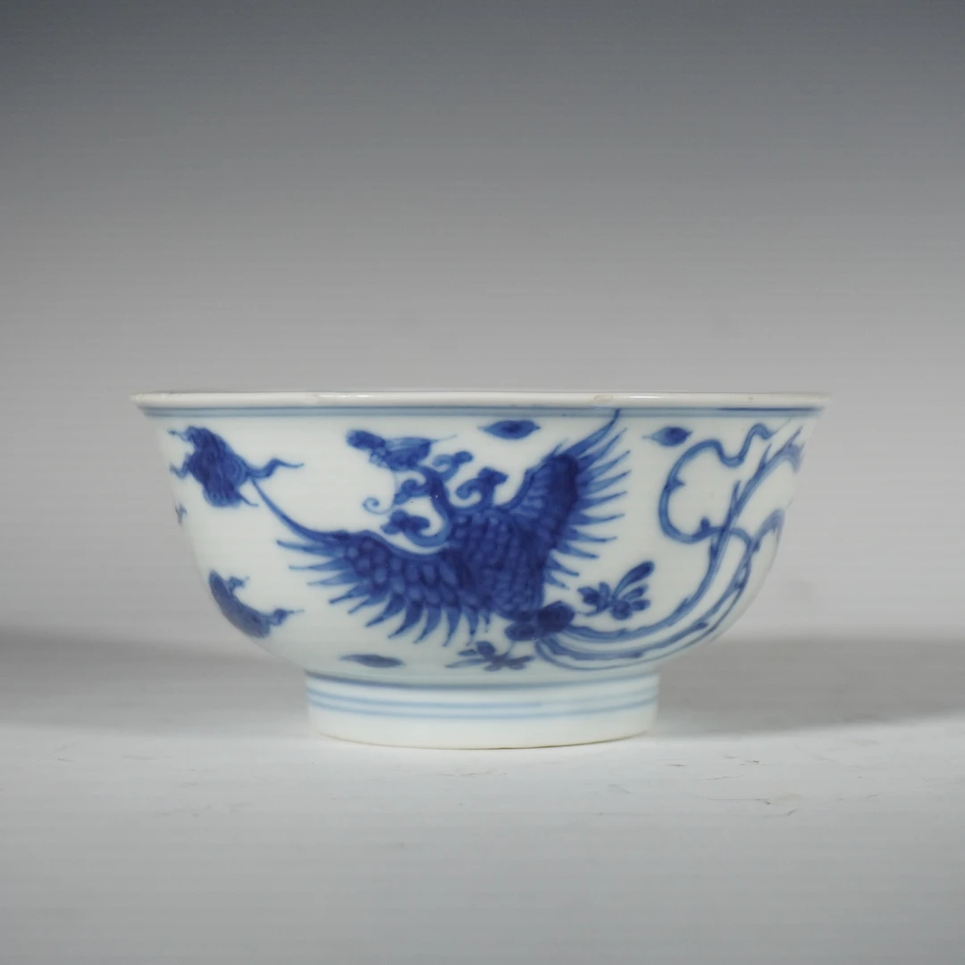 Lot 20414 清康熙 青花凤纹碗【古董拍卖】