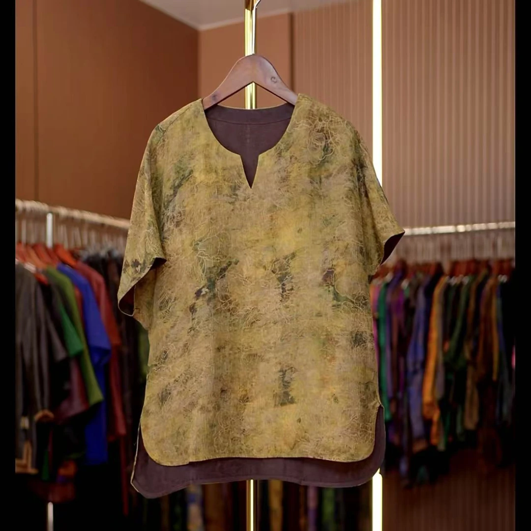 悠然-新中式国风短袖休闲上衣0377