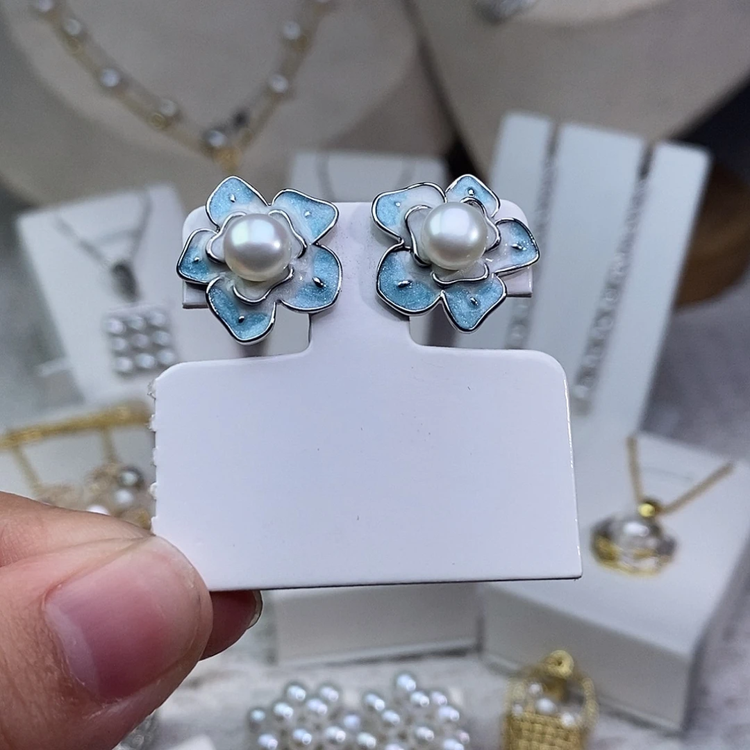 耳饰淡水珍珠银S925镶嵌