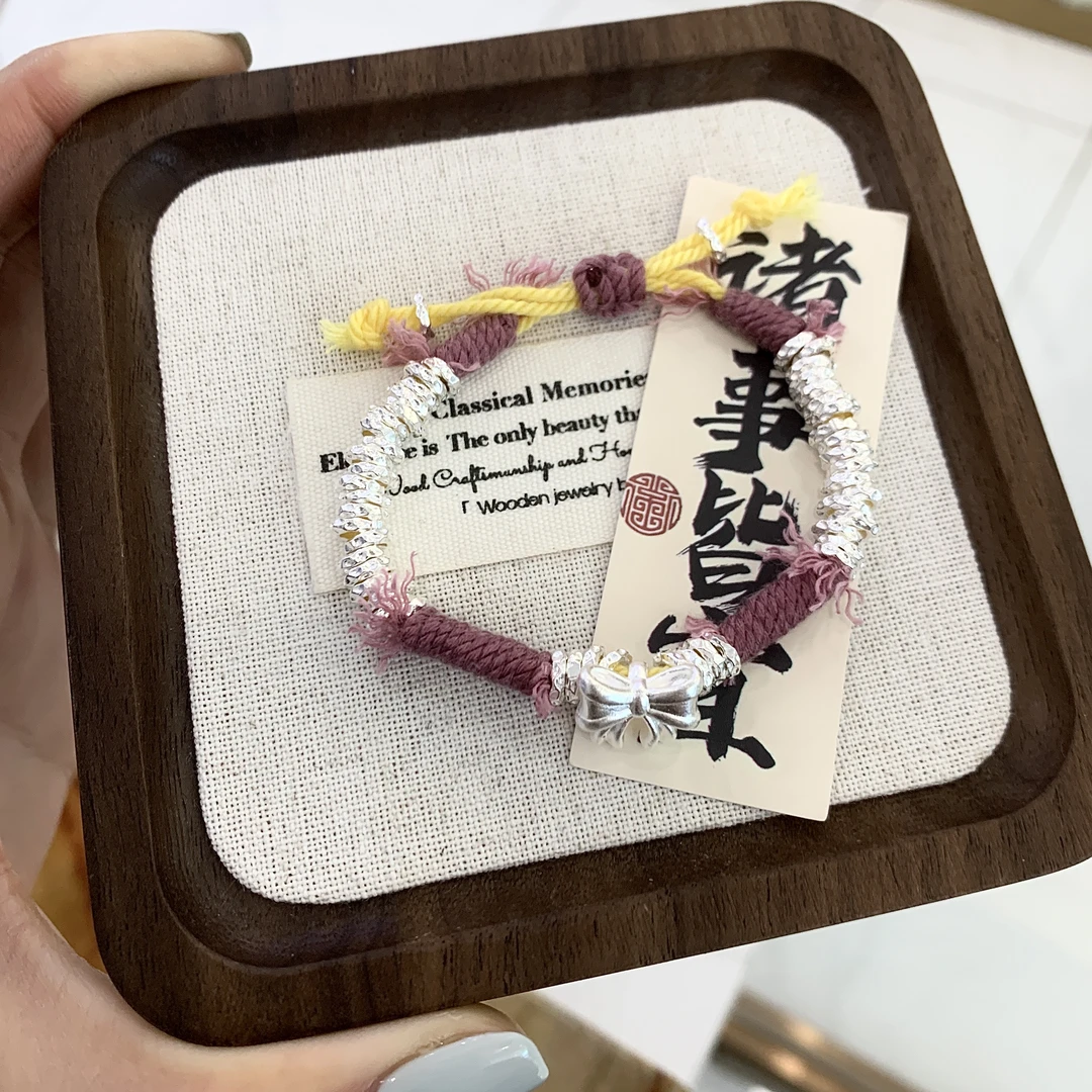 足银手链 蝴蝶结盘缠手链温柔大方百搭2025新款纯银编织送女友