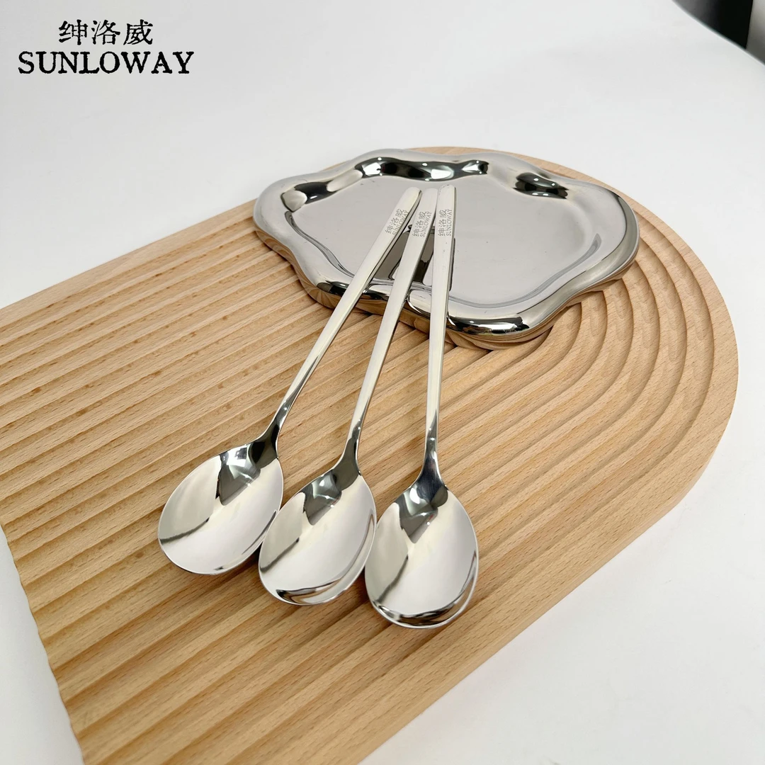 304不锈钢韩式勺子加厚高颜值家用长柄吃饭调羹精致饭勺餐勺B07