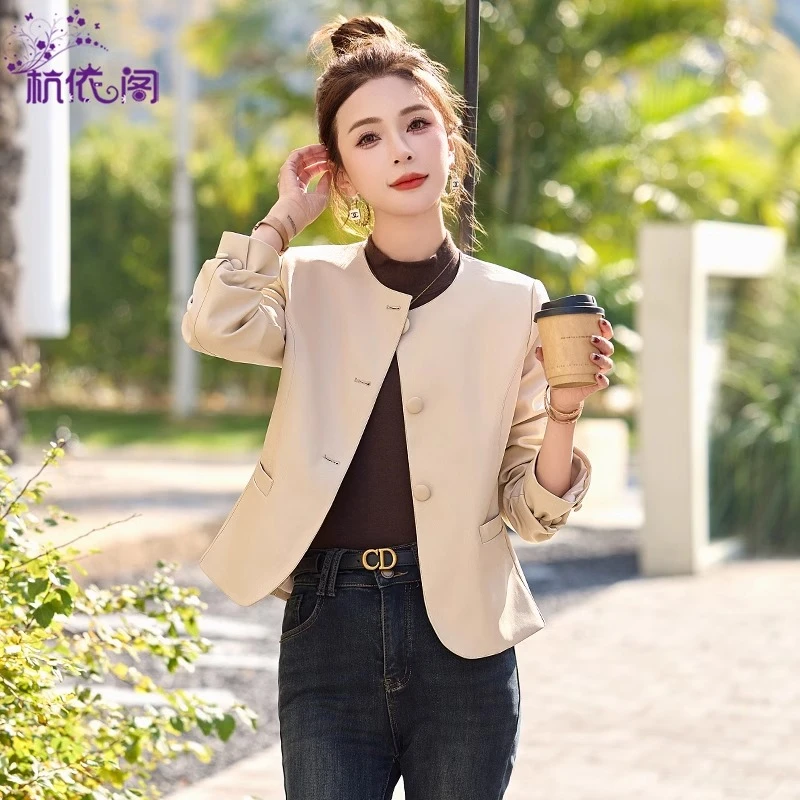 短款皮衣外套女2025新款春秋小个子气质修身洋气休闲PU皮夹克上衣