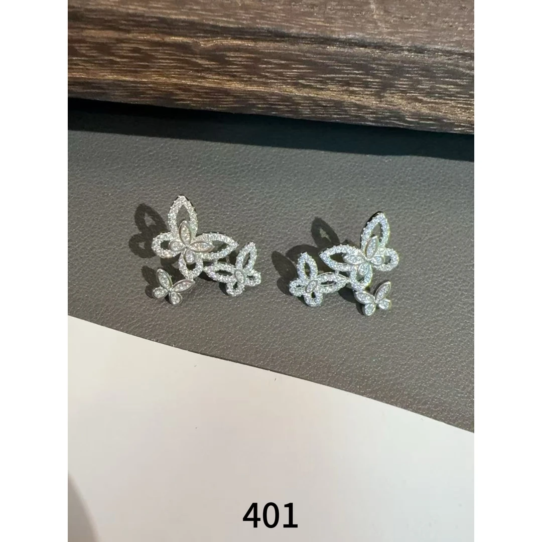 铜合金耳饰 401-三蝴蝶 耳环    -925银针时尚百搭