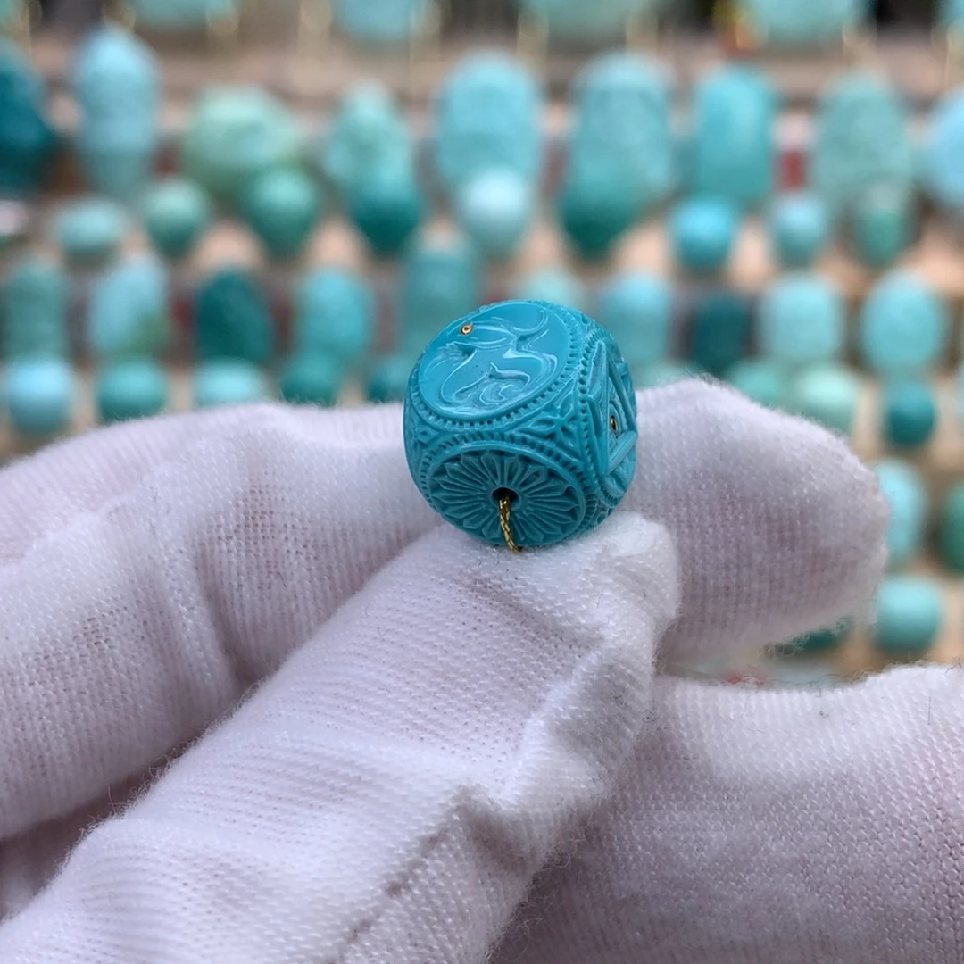 绿松石未镶嵌珠宝奇石原矿绿松石六方配饰