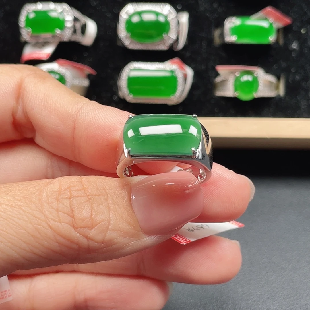 翡翠银S925镶嵌戒指编号4081没运费险