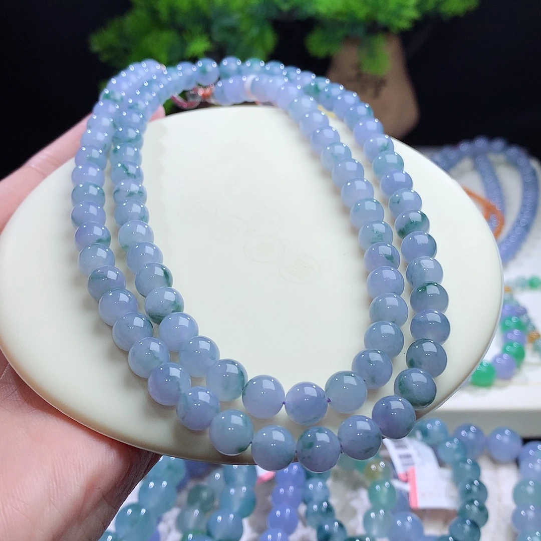 项链未镶嵌翡翠卡7.7mm冰胶紫飘花