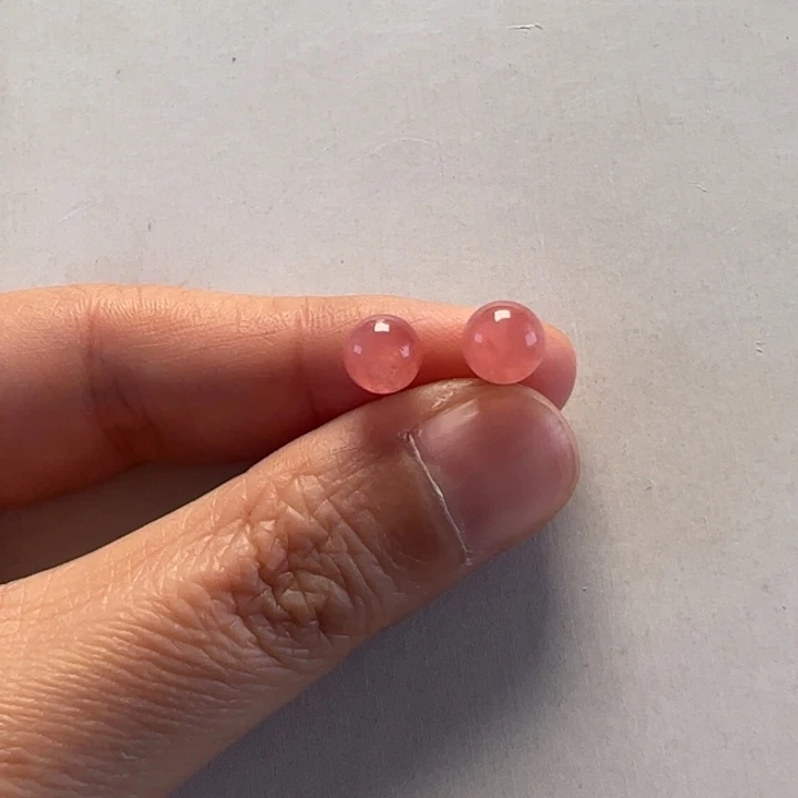 菱锰矿（红纹石）耳饰18K金镶嵌吾*零