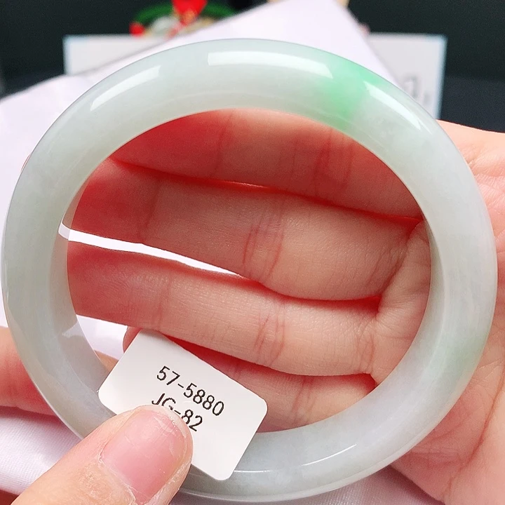 翡翠未镶嵌手镯天然缅甸a货翡翠57.5