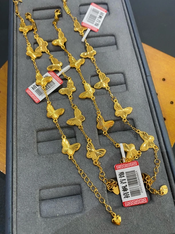 铜合金手链 新品定制五只蝴蝶手链镭射工艺礼盒套装送闺蜜