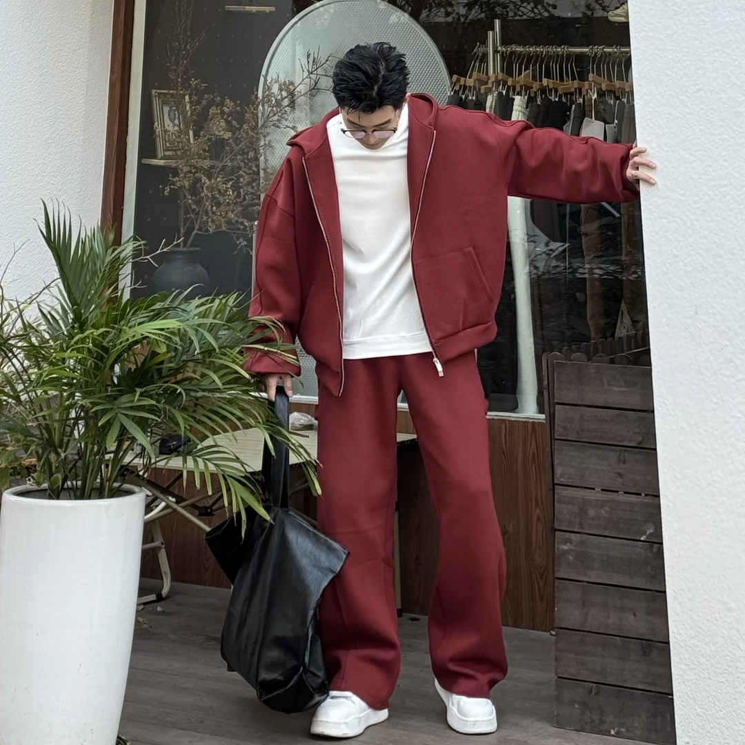 {HG-新年定制}高克重安克拉红宽松卫衣套装男女