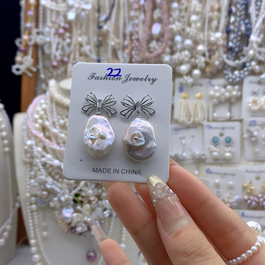 银S925镶嵌淡水珍珠项链耳饰