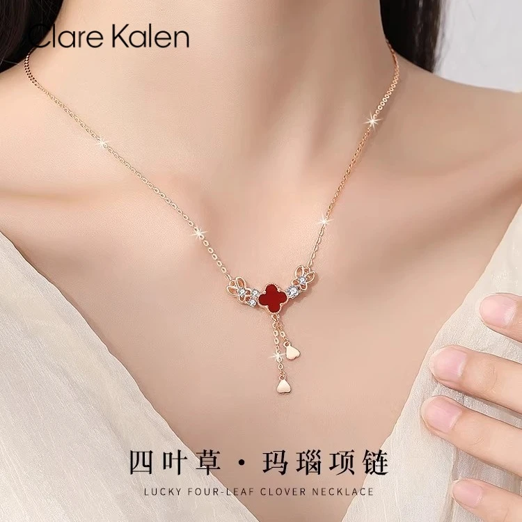 ClareKalen锁骨链四叶草项链2025年新款爆款轻奢圣诞礼物送老婆