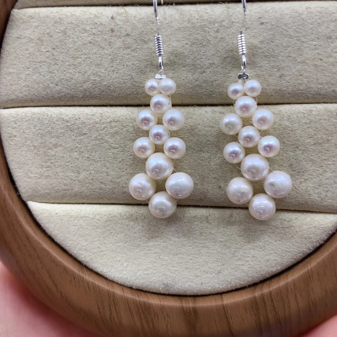 银S925镶嵌淡水珍珠耳饰