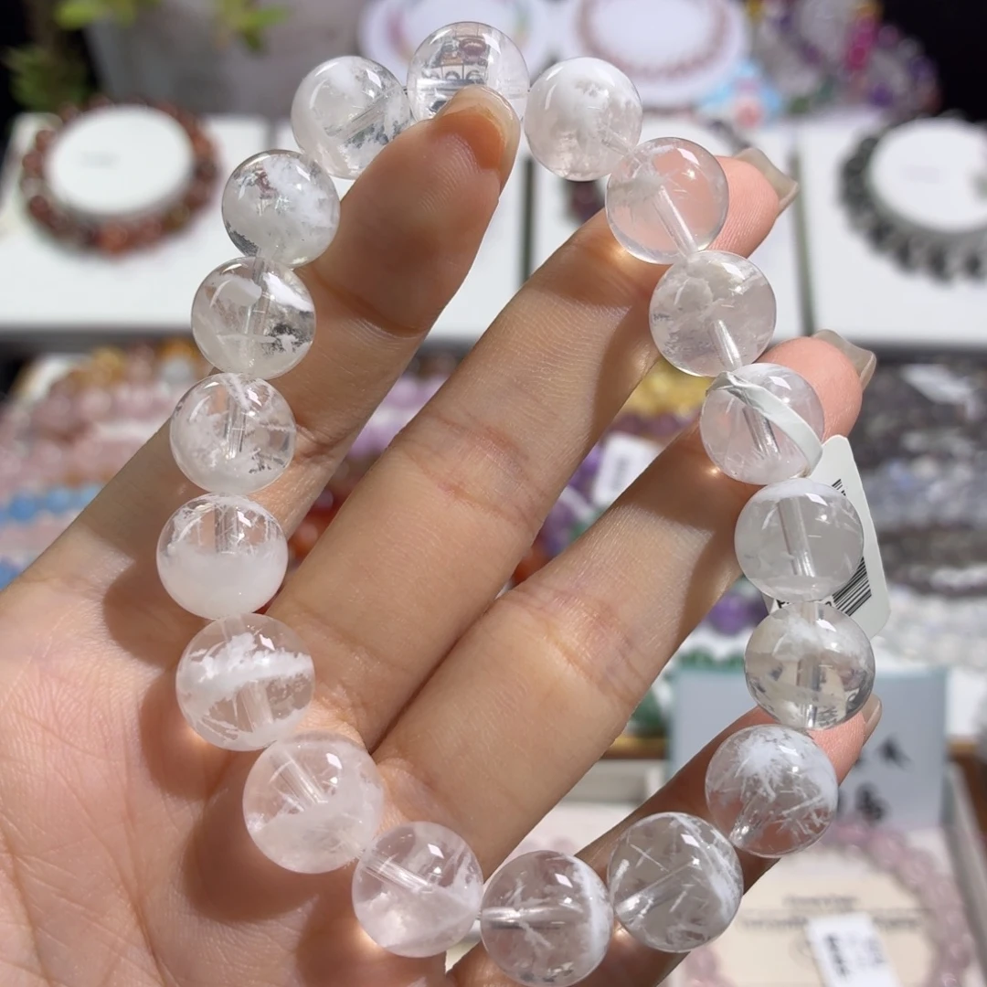 未镶嵌手串水晶透体白雪花幽灵11+