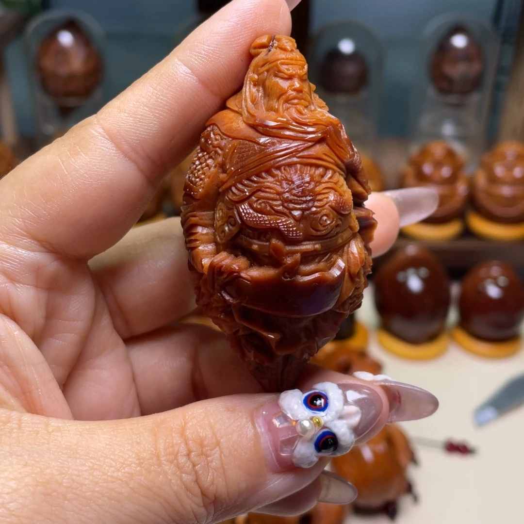 佛螺菩提吊坠༺****?玉华手工关公一颗