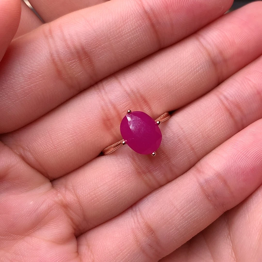 红宝石戒指银S925镶嵌